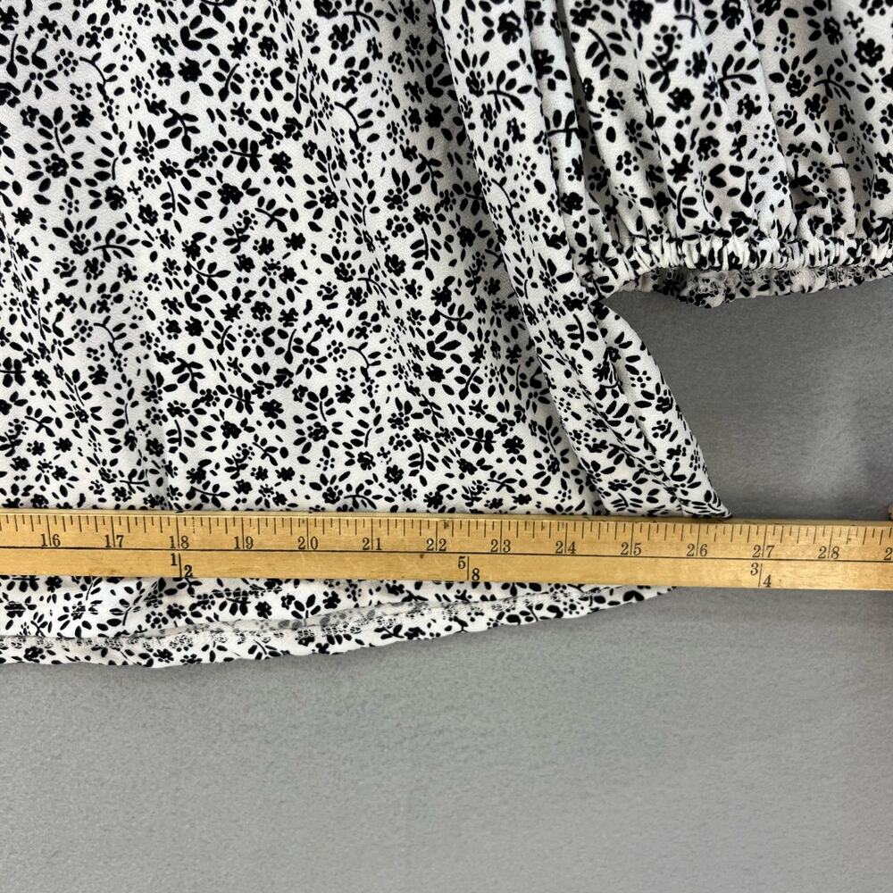 Adrianna Papell Top Women's 3X Black White Floral Print Tunic Flowy Long Sleeve - Picture 8 of 10